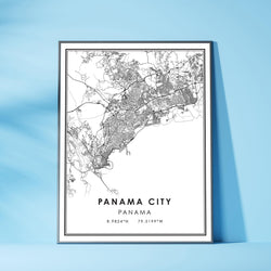 Panama City, Panama Modern Style Map Print 