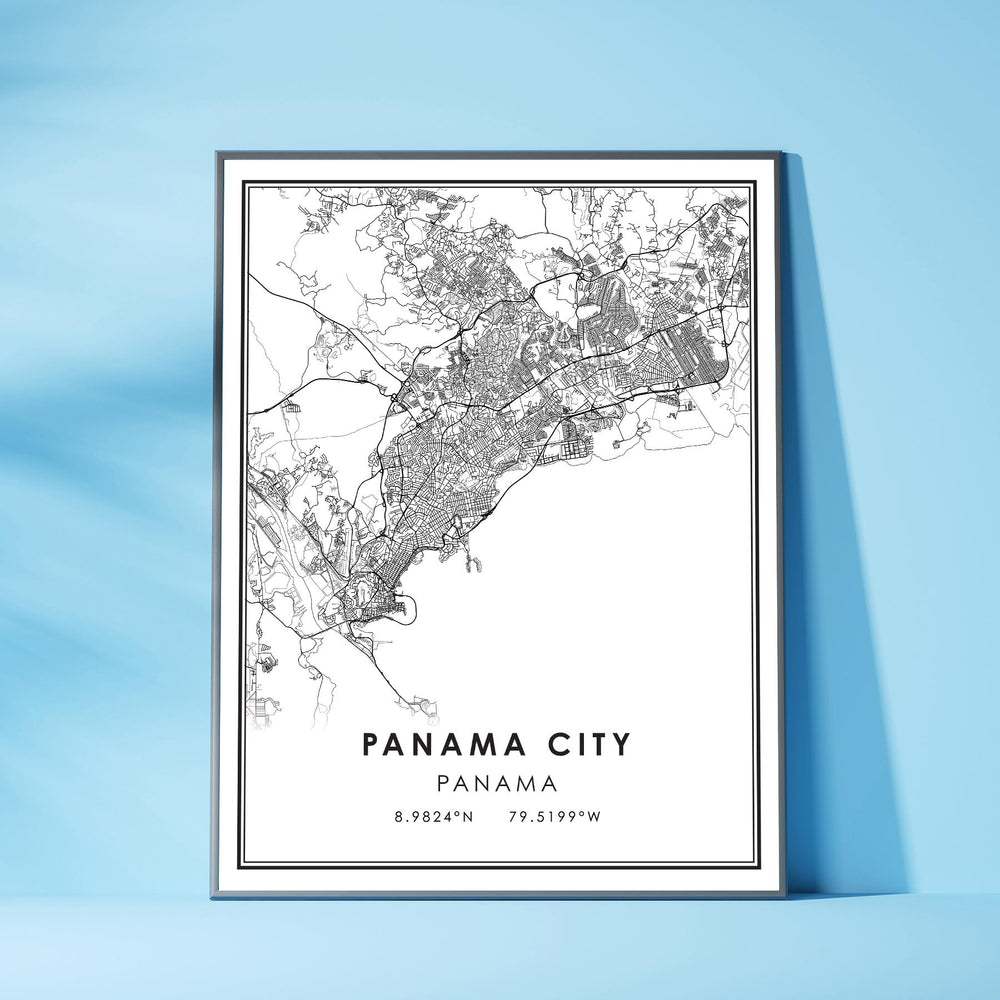 Panama City, Panama Modern Style Map Print 