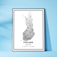 
              Finland, Europe Modern Style Map Print 
            