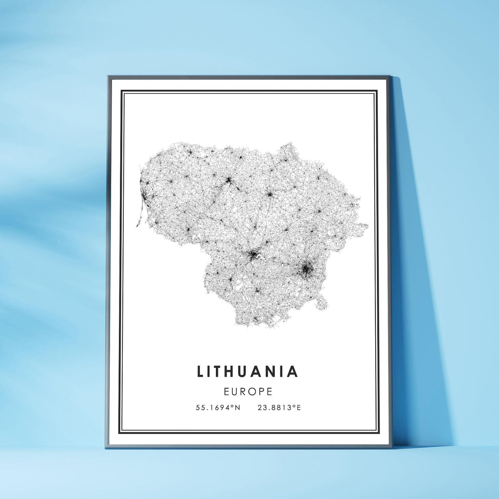 Lithuania, Europe Modern Style Map Print