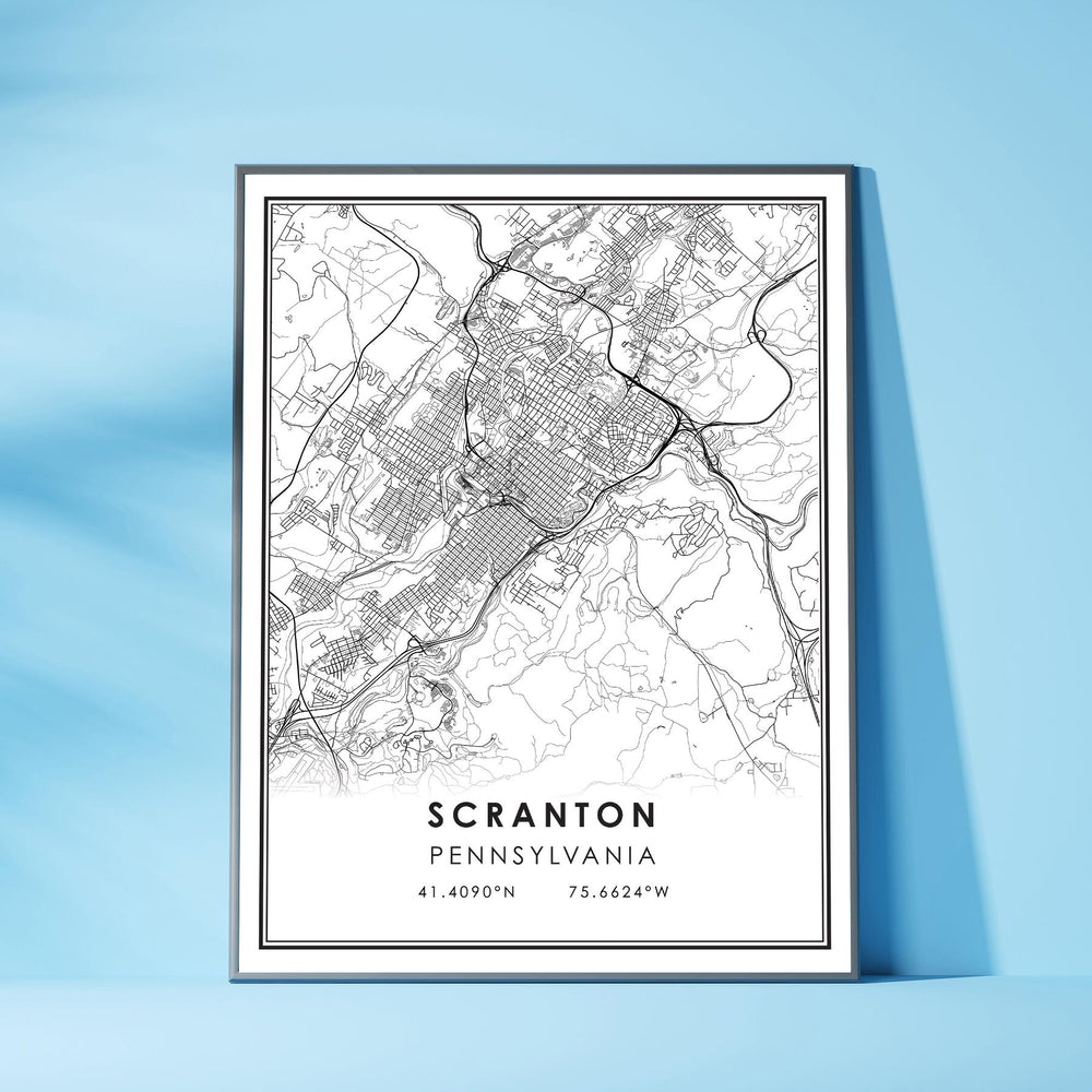 Scranton, Pennsylvania Modern Map Print