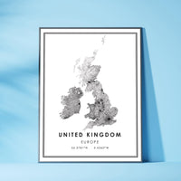 
              United Kingdom, Europe Modern Style Map Print 
            