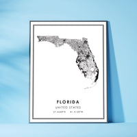 Florida, United States Modern Style Map Print 