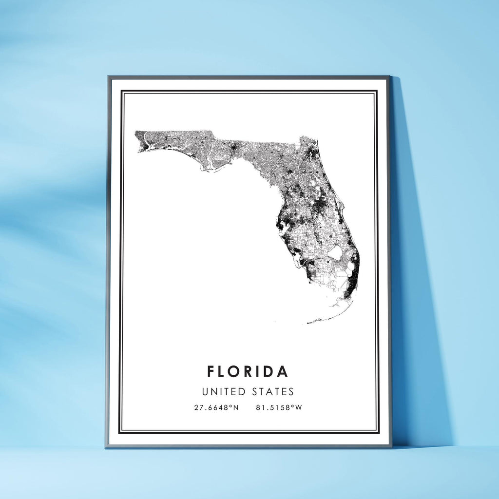 Florida, United States Modern Style Map Print 