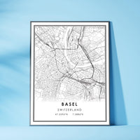 Basel, Switzerland Modern Style Map Print 