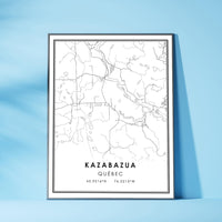 
              Kazabazua, Quebec Modern Style Map Print 
            
