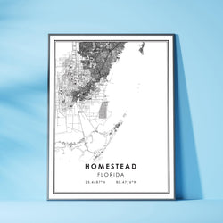 Homestead, Florida Modern Map Print 