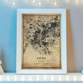 Cairo, Egypt Vintage Style Map Print 