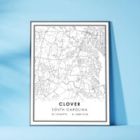 Clover, South Carolina Modern Map Print 