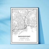 Bridgeport, Connecticut Modern Map Print 