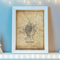 
              Abilene, Texas Vintage Style Map Print 
            