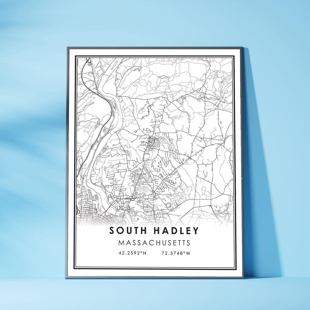 South Hadley, Massachusetts Modern Map Print 