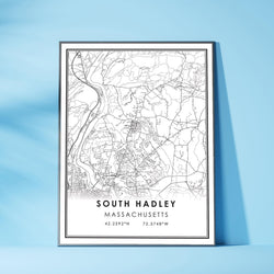 South Hadley, Massachusetts Modern Map Print 