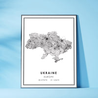 Ukraine, Europe Modern Style Map Print 