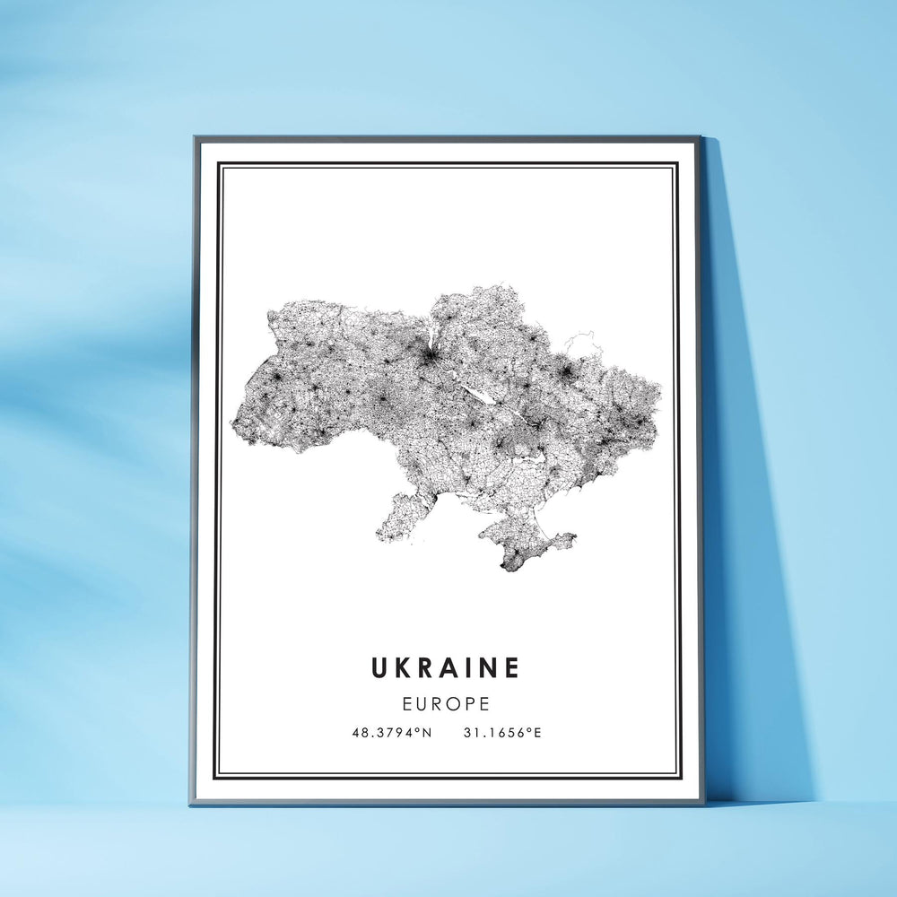 Ukraine, Europe Modern Style Map Print 