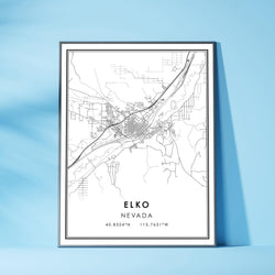 Elko, Nevada Modern Map Print 