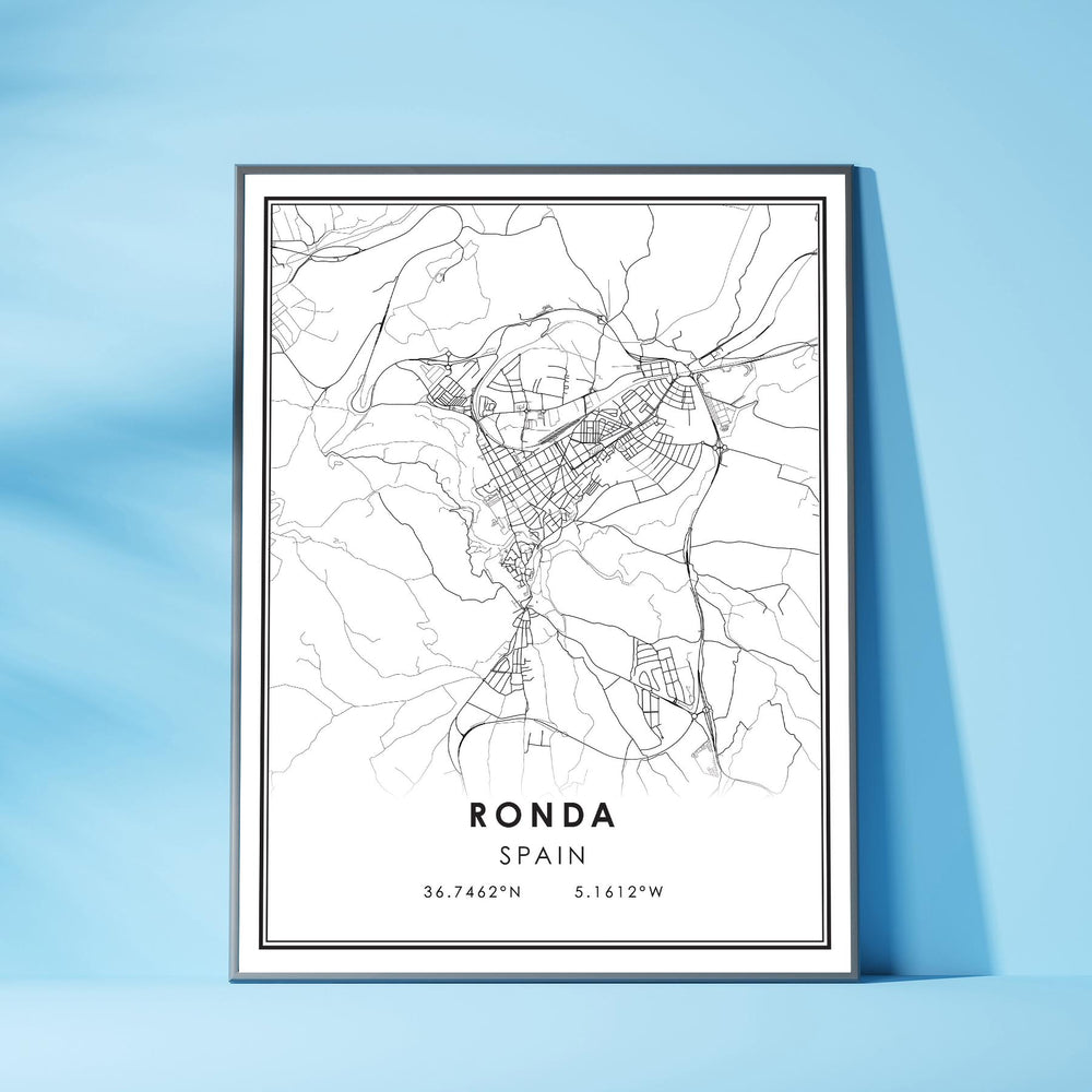Ronda, Spain Modern Style Map Print 