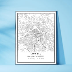 Lowell, Massachusetts Modern Map Print 