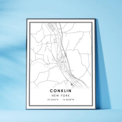 Conklin, New York Modern Map Print 