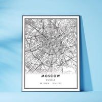 Moscow, Russia Modern Style Map Print 