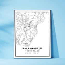 Narragansett, Rhode Island Modern Map Print 