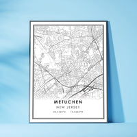 
              Metuchen, New Jersey Modern Map Print 
            