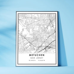 Metuchen, New Jersey Modern Map Print 