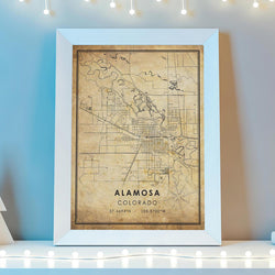 Alamosa, Colorado Vintage Style Map Print 