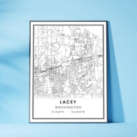 
              Lacey, Washington Modern Map Print
            