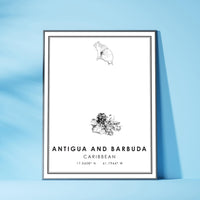 
              Antigua and Barbuda, Caribbean Modern Style Map Print 
            