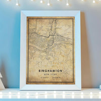 
              Binghamton, New York Vintage Style Map Print 
            