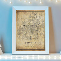 
              Columbia, Missouri Vintage Style Map Print 
            
