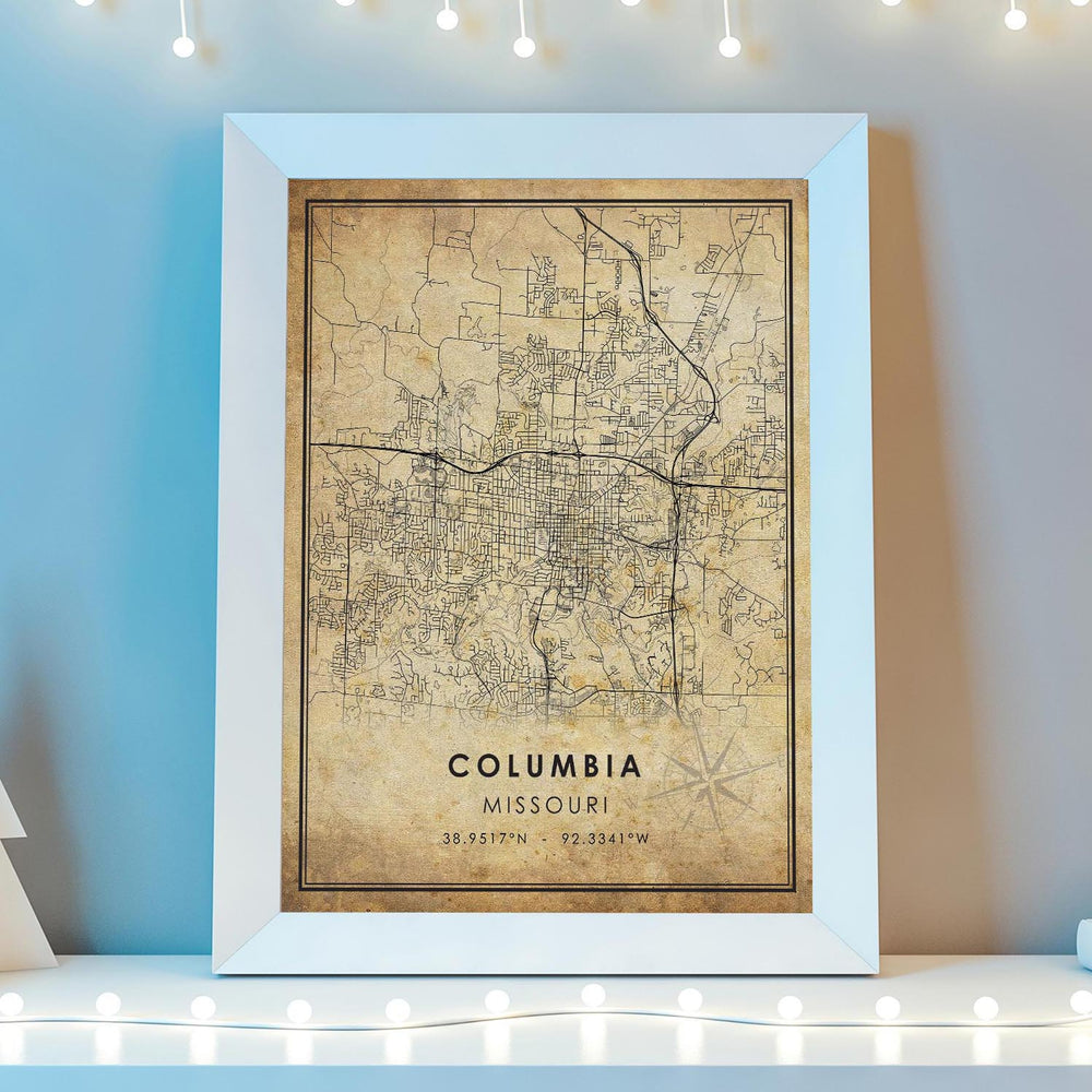 Columbia, Missouri Vintage Style Map Print 