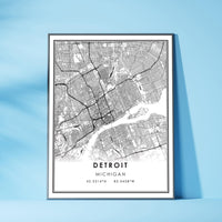 
              Detroit, Michigan Modern Map Print 
            