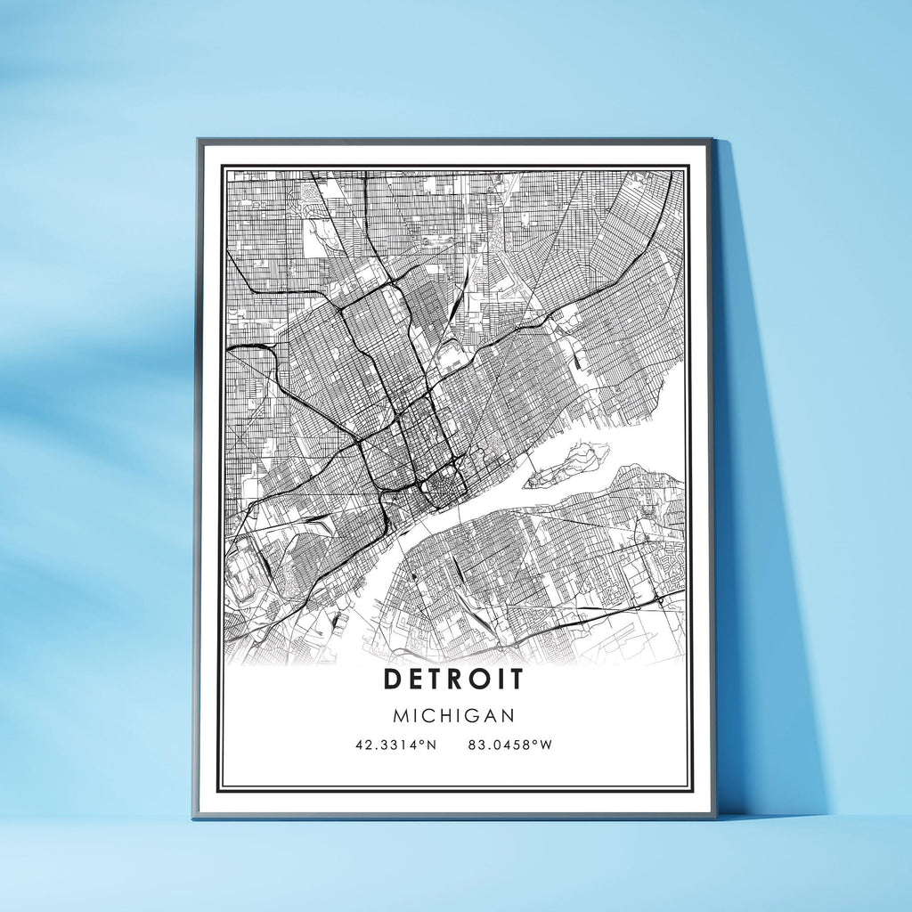 Detroit, Michigan Modern Map Print 