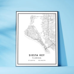 Siesta Key, Florida Modern Map Print 