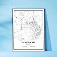 
              Zhanjiang, China Modern Style Map Print 
            