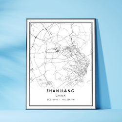 Zhanjiang, China Modern Style Map Print 