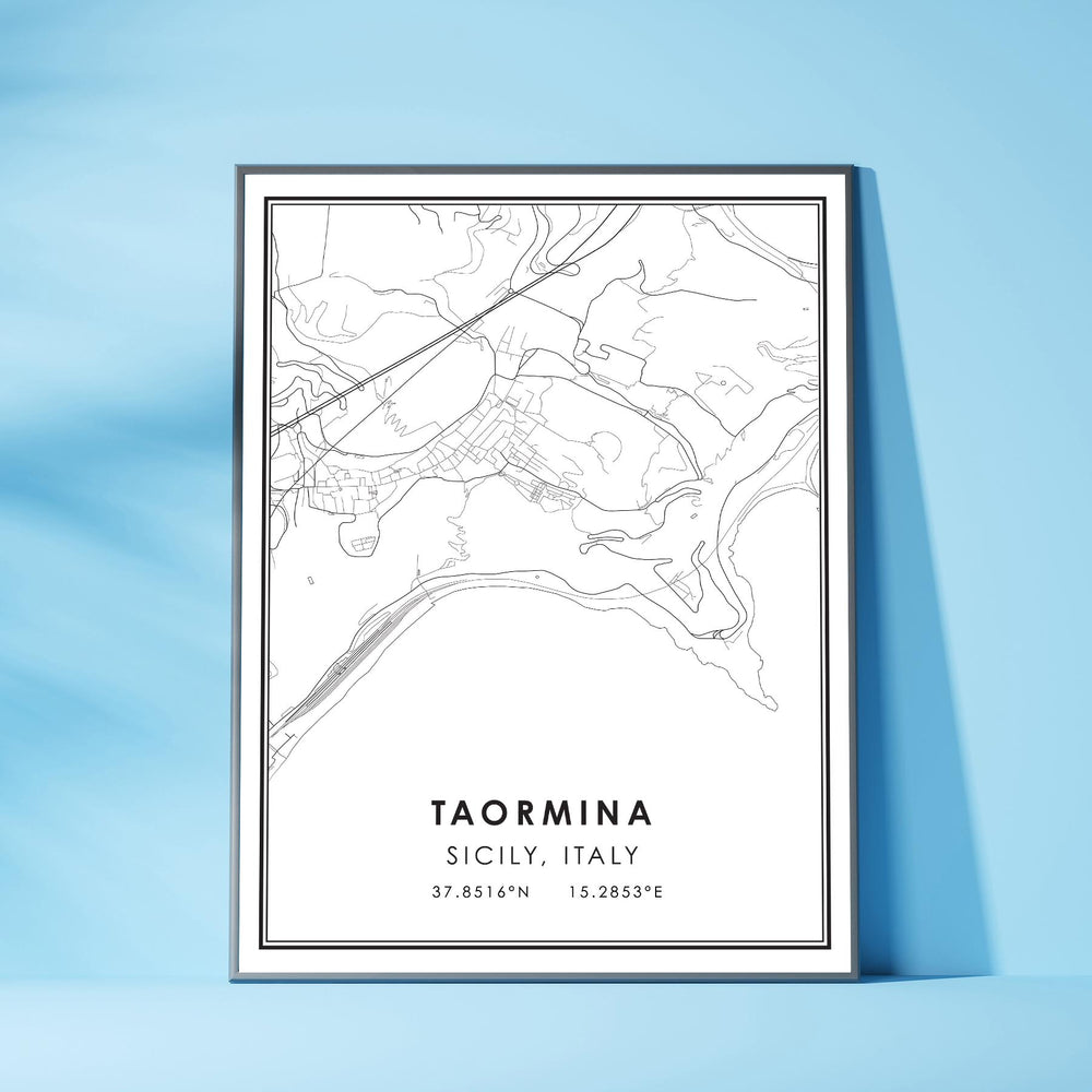 Taormina, Sicily, Italy Modern Style Map Print