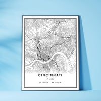 
              Cincinnati, Ohio Modern Map Print
            