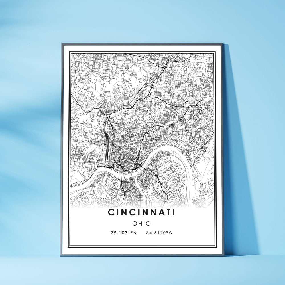 Cincinnati, Ohio Modern Map Print