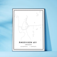Angeviken, Sweden Modern Style Map Print 