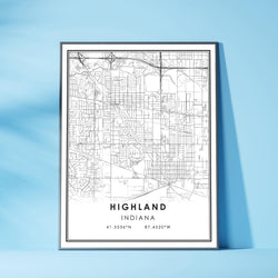 Highland, Indiana Modern Map Print 