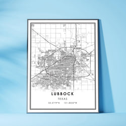 Lubbock, Texas Modern Map Print 