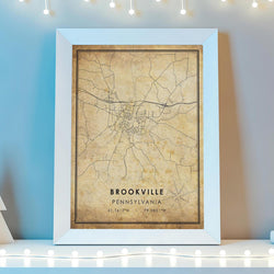 Brookville, Pennsylvania Vintage Style Map Print 