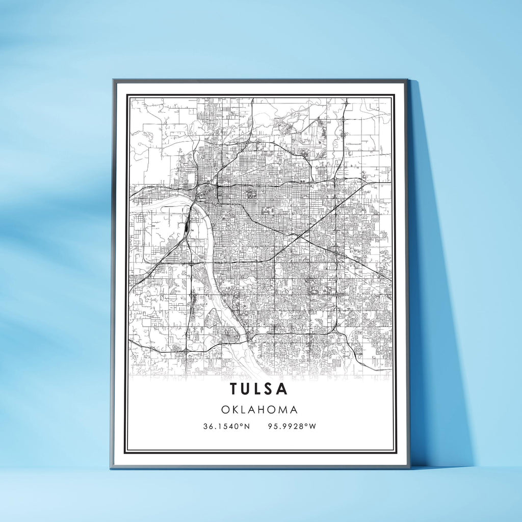 Tulsa, Oklahoma Modern Map Print 