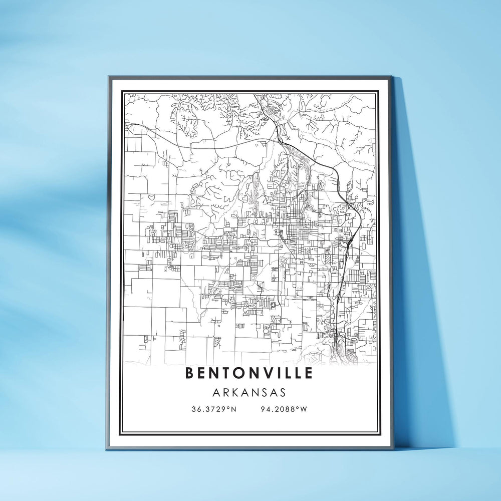 Bentonville,  Arkansas Modern Map Print 