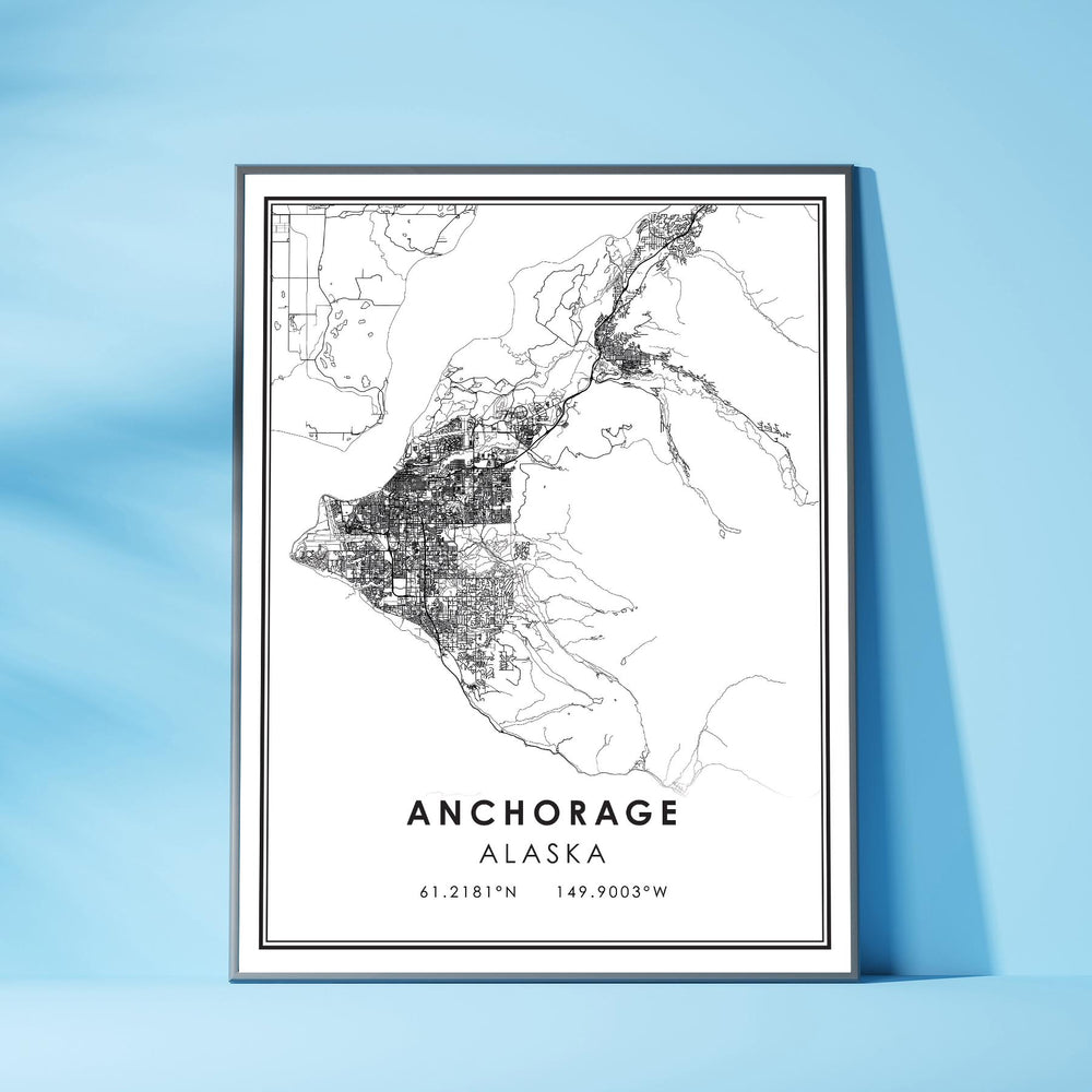 Anchorage, Alaska Modern Map Print 