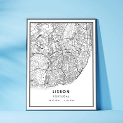 Lisbon, Portugal Modern Style Map Print 