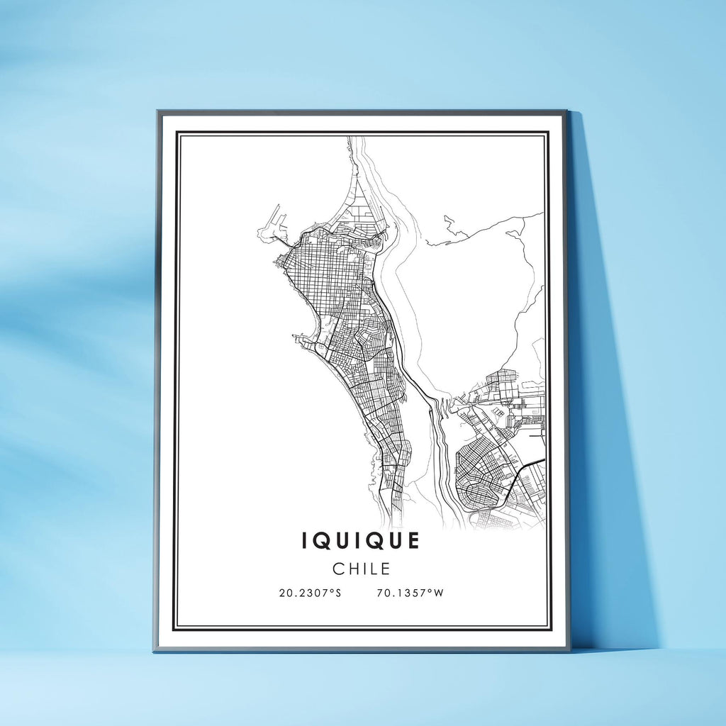 Iquique, Chile Modern Style Map Print